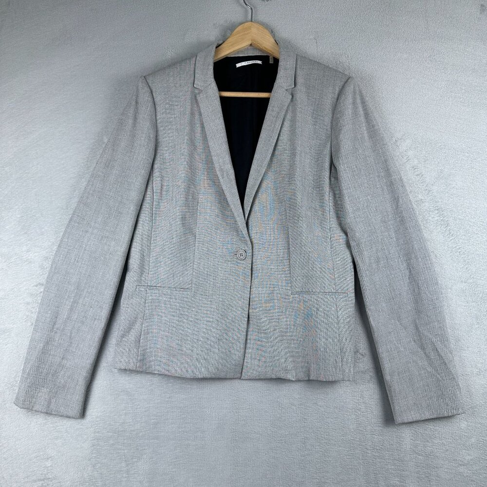 Tahari Women’s Blazer Coat Size 14 Formal Jacket Single Breasted Gray
